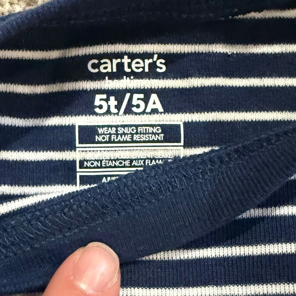 Carters 5T blue and white stripped 2-Piece Pajamas- Long Sleeve and Pants- NWOT